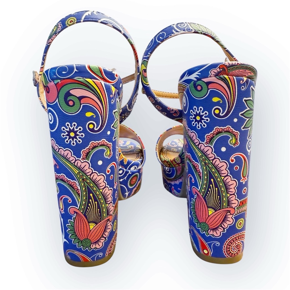 NWOT Chinese Laundry Women’s Abie Paisley Platform Psychedelic Chunky Heels - Picture 5 of 15